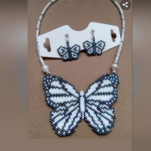 Beaded medallion with earrings